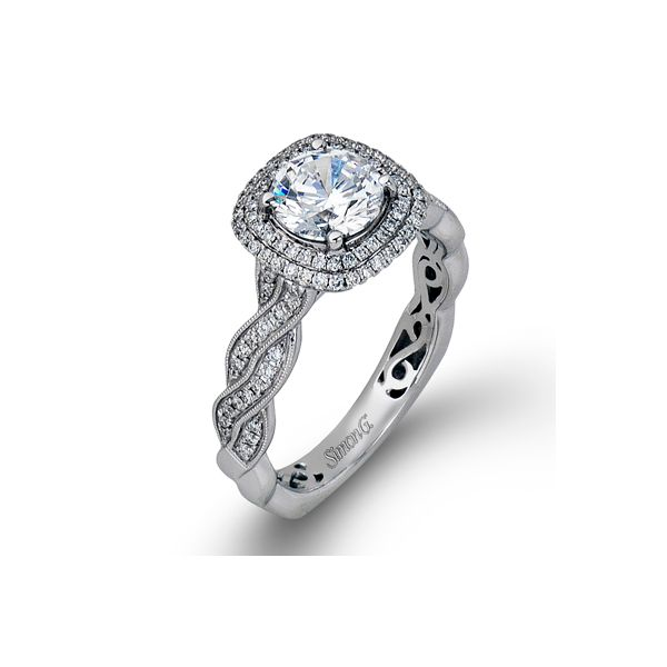 Double Halo Twisted Engagement Ring Di'Amore Fine Jewelers Waco, TX