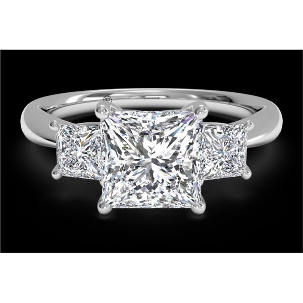 RITANI Three-Stone Diamond Engagement Ring with Princess-Cut Side Diamonds in White Gold Di'Amore Fine Jewelers Waco, TX