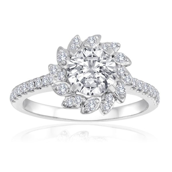 Diamond Sunburst Halo Engagement Ring - J.MONALI Di'Amore Fine Jewelers Waco, TX