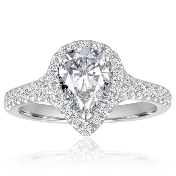 Pear Diamond Halo Engagement Ring - J.MONALI Di'Amore Fine Jewelers Waco, TX