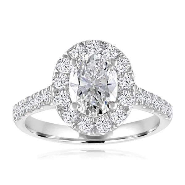 Oval Diamond Halo Engagement Ring - J.MONALI Di'Amore Fine Jewelers Waco, TX