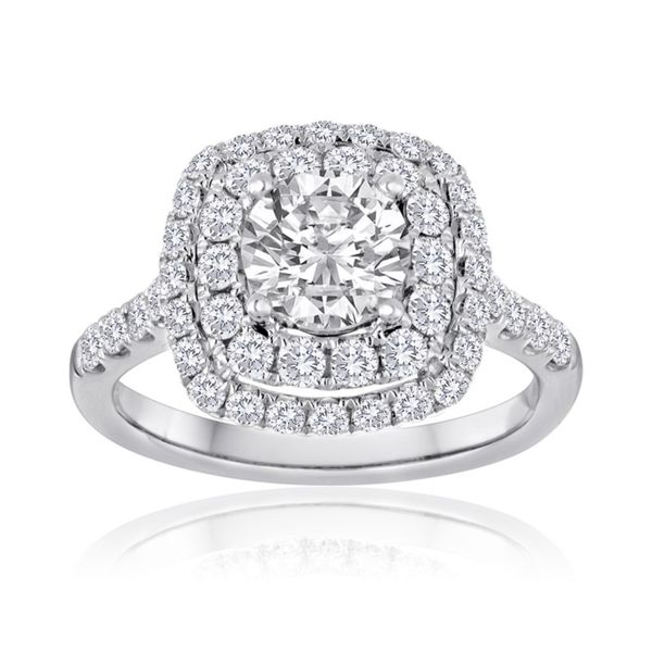 Double Cushion Diamond Halo Engagement Ring - J.MONALI Di'Amore Fine Jewelers Waco, TX