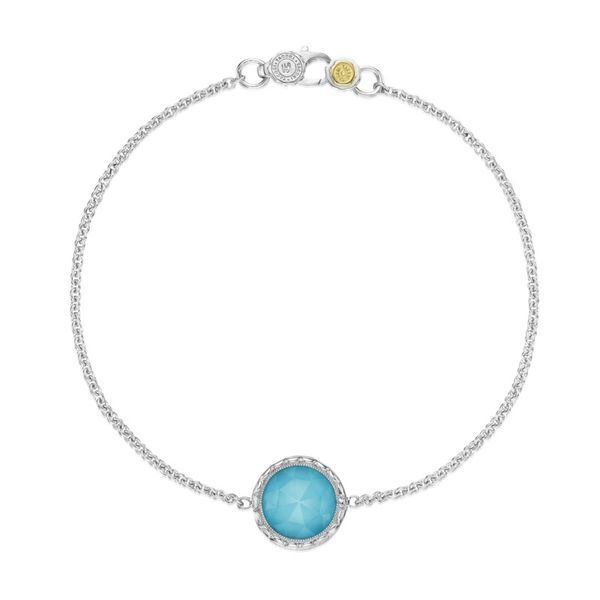 TACORI Sterling Silver and Gold Floating Bezel Bracelet featuring Neo-Turquoise Gemstone Di'Amore Fine Jewelers Waco, TX