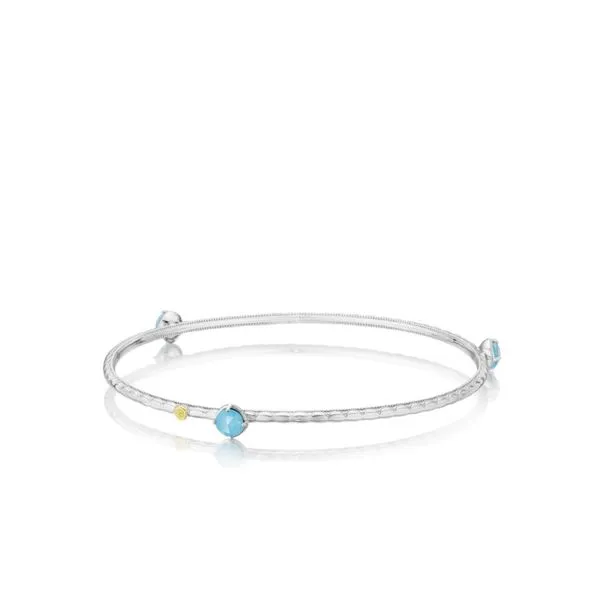 TACORI Sterling Silver and Gold Color Pop Trio Bangle featuring Neo-Turquoise Gemstones Di'Amore Fine Jewelers Waco, TX