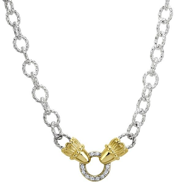 14k Yellow Gold and Sterling Silver Diamond Necklace Dickinson Jewelers Dunkirk, MD