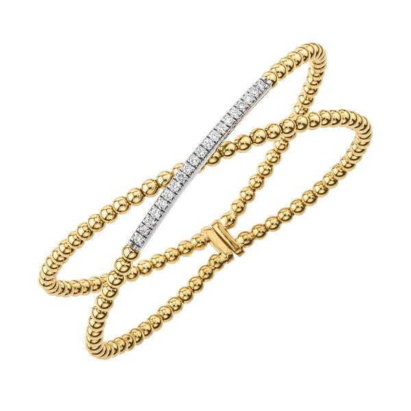 18k Yellow Gold Diamond Crisscross Cuff Bracelet Dickinson Jewelers Dunkirk, MD