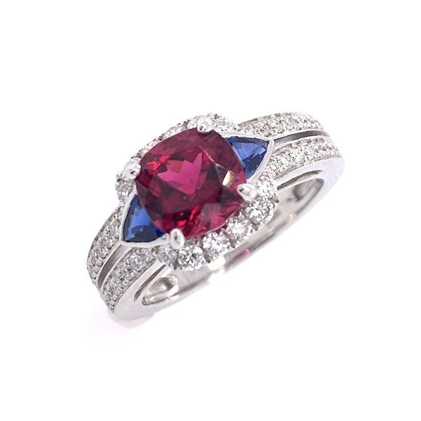 14k White Gold Rubellite And Sapphire Ring Dickinson Jewelers Dunkirk, MD