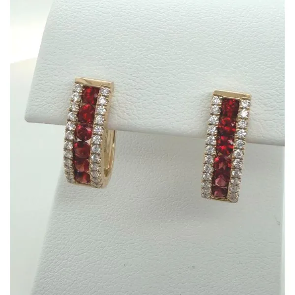 14KT Yellow Gold Earrings Ruby & Diamond Diny's Jewelers Middleton, WI