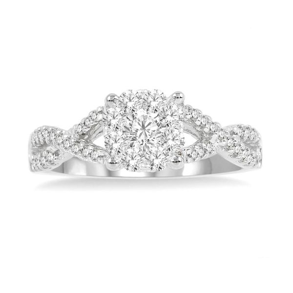 White 14Kt Cluster Split Shank Diamond Ring Image 2 Doland Jewelers, Inc. Dubuque, IA