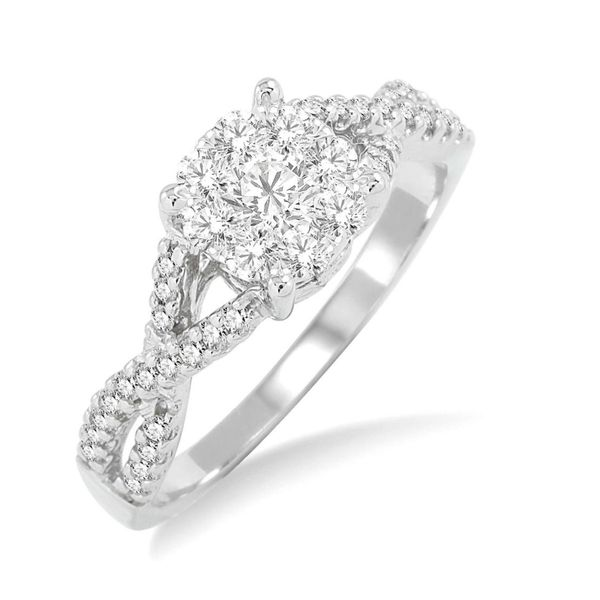 White 14Kt Cluster Split Shank Diamond Ring Doland Jewelers, Inc. Dubuque, IA
