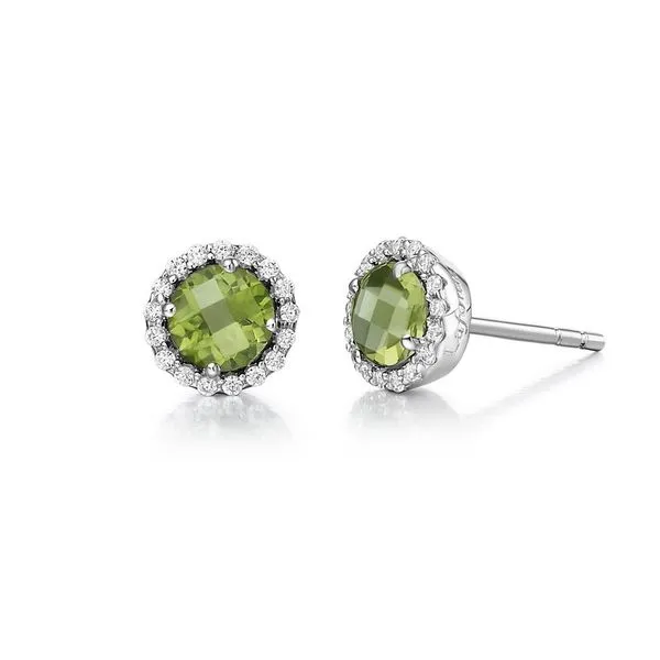 White Sterling Silver August Birthstone Halo Stud Earrings Doland Jewelers, Inc. Dubuque, IA