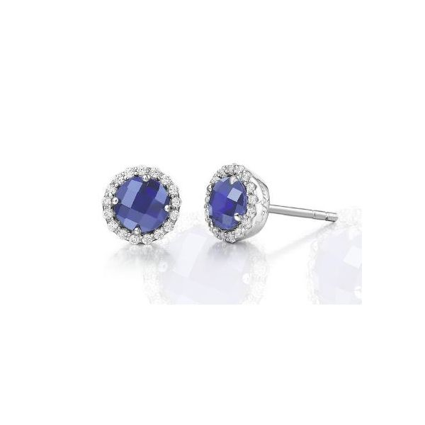 White Sterling Silver Halo Stud Earrings Doland Jewelers, Inc. Dubuque, IA