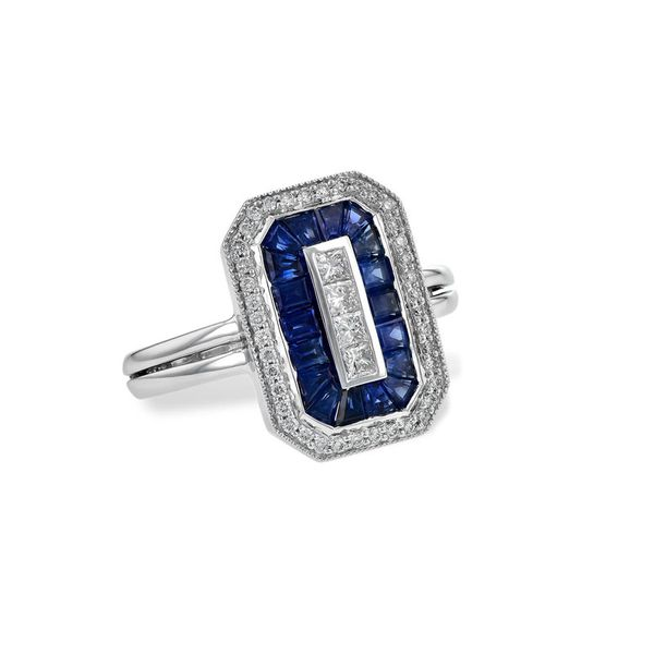 14kt White Gold Diamond & Sapphire Ring Don's Jewelry & Design Washington, IA