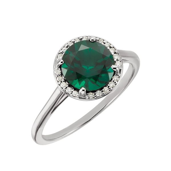 14kt White Gold Created Emerald & Diamond Ring Don's Jewelry & Design Washington, IA
