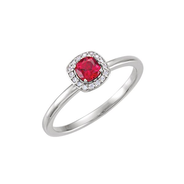 14kt White Gold Chatam Created Ruby and Diamond Ring Don's Jewelry & Design Washington, IA