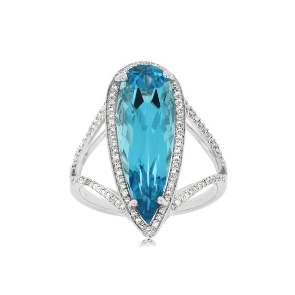14kt White Gold Blue Topaz & Diamond Ring Don's Jewelry & Design Washington, IA