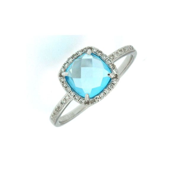 14kt White Gold Blue Topaz & Diamond Ring Don's Jewelry & Design Washington, IA