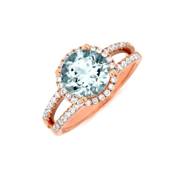 14kt Rose Gold Aquamarine & Diamond Ring Don's Jewelry & Design Washington, IA