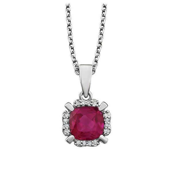 14kt White Gold Lab Created Ruby & Diamond Necklace Don's Jewelry & Design Washington, IA