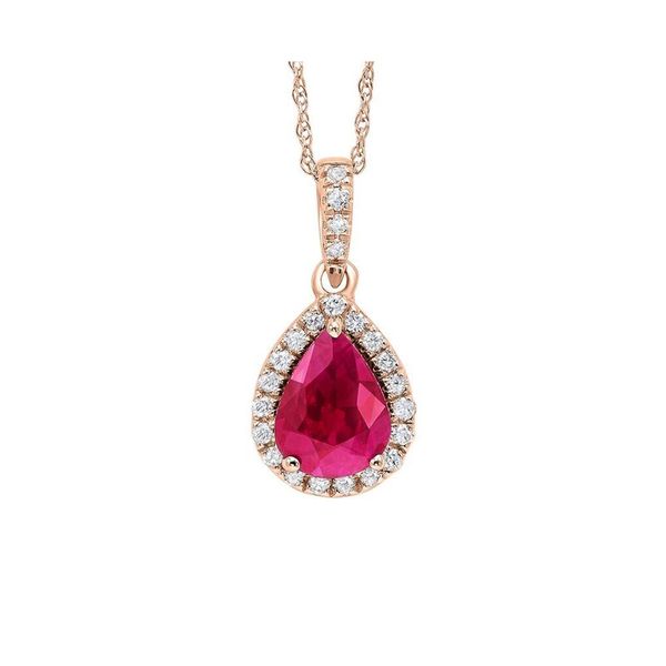14kt Rose Gold Ruby & Diamond Necklace Don's Jewelry & Design Washington, IA