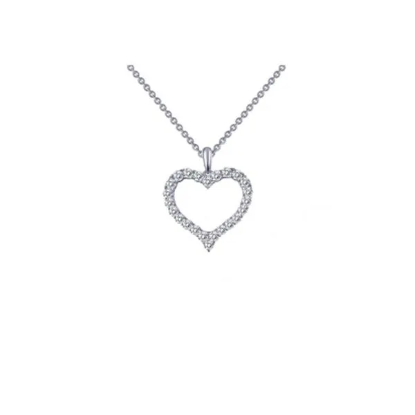 Sterling Silver Simulated Diamond Open Heart Necklace Don's Jewelry & Design Washington, IA