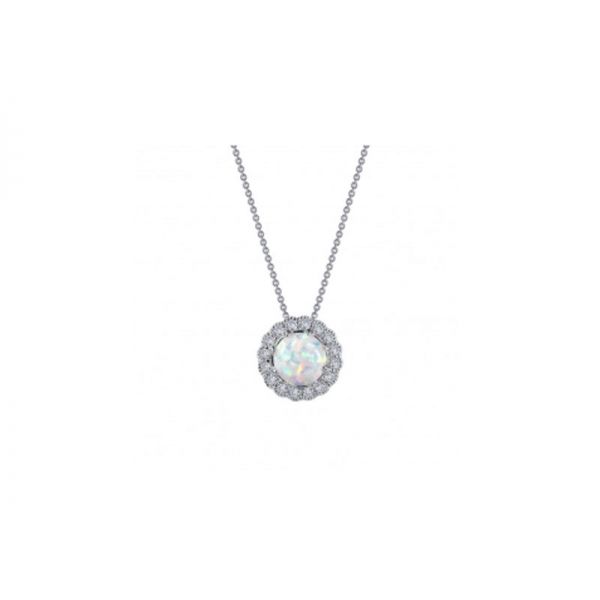 Sterling Silver Simulated Diamond & Simulated Opal Necklace Don's Jewelry & Design Washington, IA