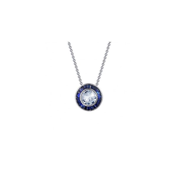 Sterling Silver Simulated Diamond & Lab Grown Sapphire Necklace Don's Jewelry & Design Washington, IA