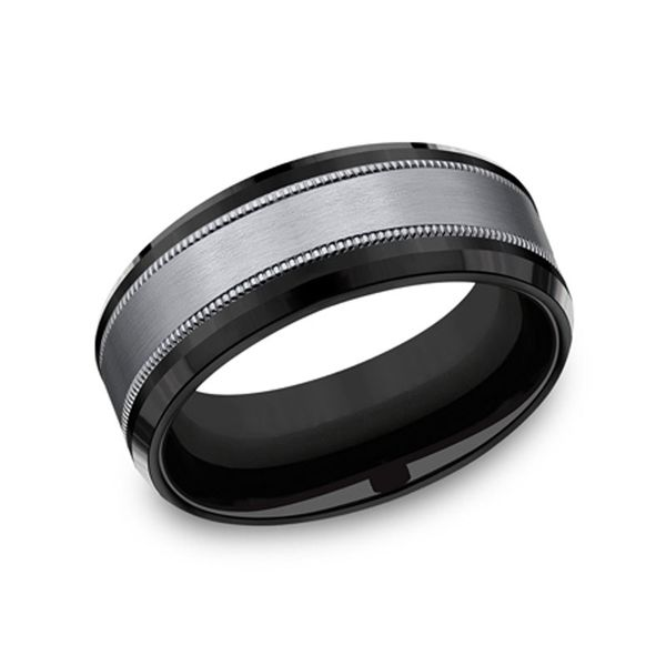 Men's 8mm Black Titanium Ring with Tantalum Inlay Don's Jewelry & Design Washington, IA
