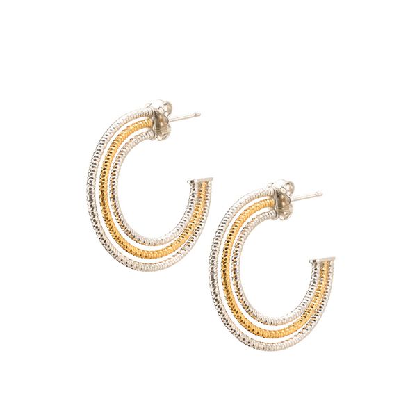 Sterling Silver & 18kt Yellow Gold Plate Hoop Earrings Don's Jewelry & Design Washington, IA