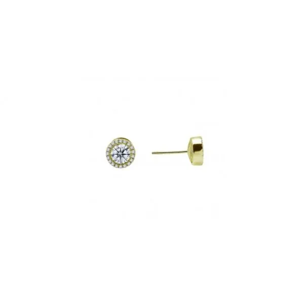 Yellow Gold Plate Simulated Diamond Stud Earrings Don's Jewelry & Design Washington, IA