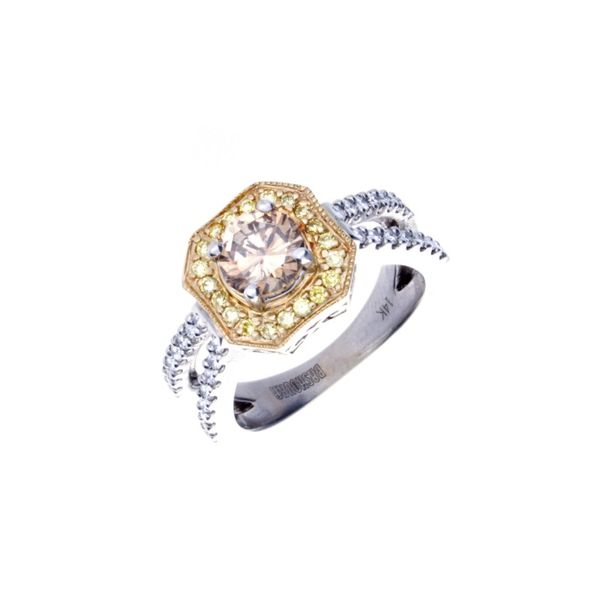 14 Karat White And Yellow Gold, Cognac, Canary White Diamond Ring Double Diamond Jewelry Olympic Valley, CA