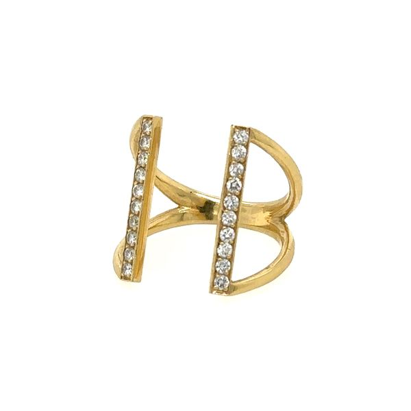 14K Yellow Gold Diamond Double Bar Open Ring Image 2 Double Diamond Jewelry Olympic Valley, CA
