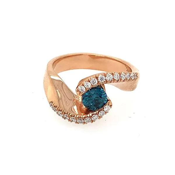 14K Rose Gold Tahoe Blue Diamond Ring Double Diamond Jewelry Olympic Valley, CA