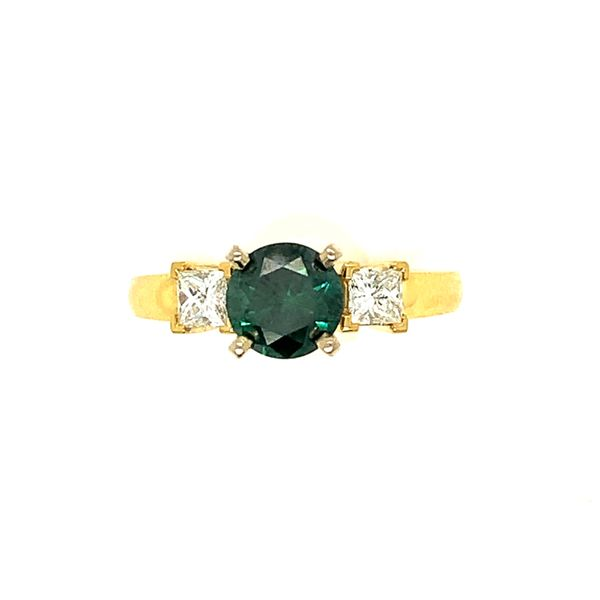18 Karat Yellow Gold Emerald Bay Green Diamond Ring Image 2 Double Diamond Jewelry Olympic Valley, CA