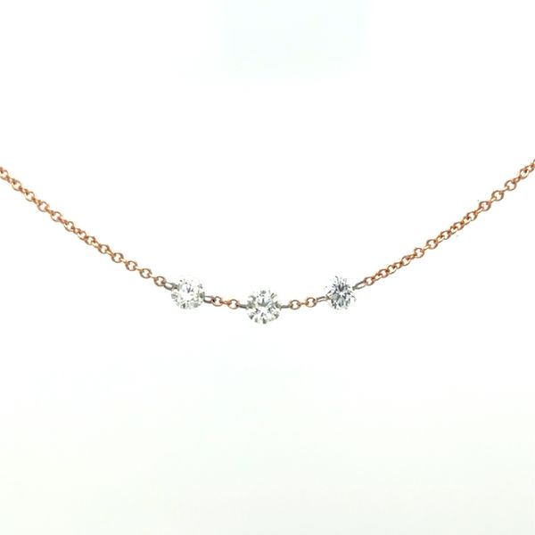 14K Rose Gold Adjustable 3 Diamond Icicle Necklace Image 2 Double Diamond Jewelry Olympic Valley, CA