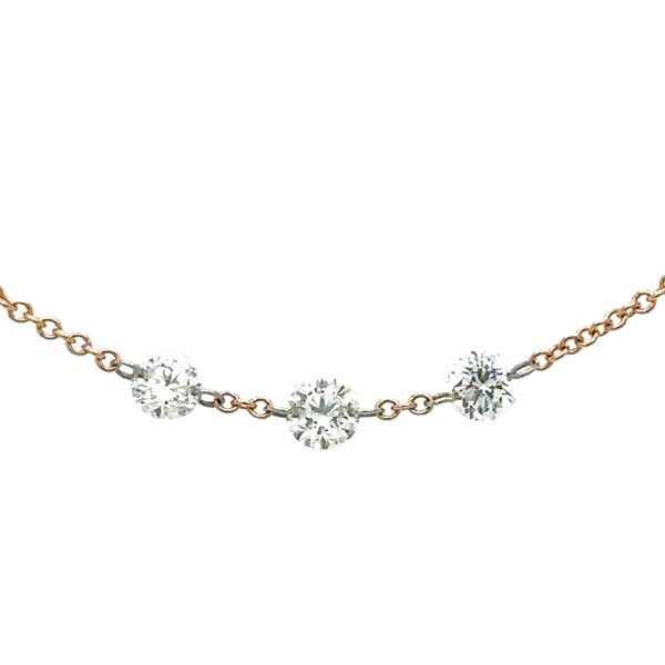 14K Rose Gold Adjustable 3 Diamond Icicle Necklace Double Diamond Jewelry Olympic Valley, CA