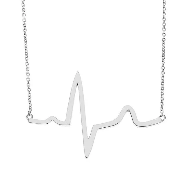 14 Karat White Gold Petite EKG Necklace Double Diamond Jewelry Olympic Valley, CA