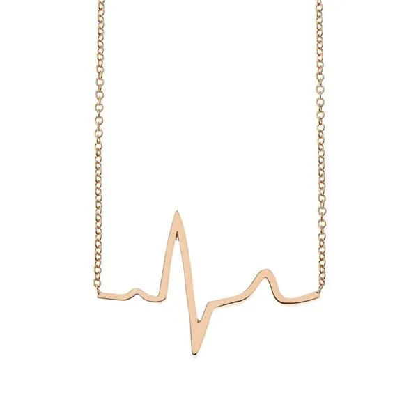 14 Karat Rose Gold Petite EKG Necklace Double Diamond Jewelry Olympic Valley, CA