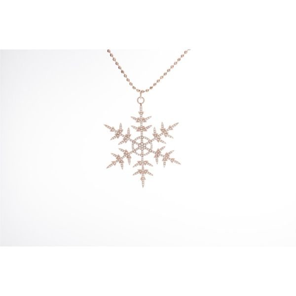 Alpenglow Snowflake Sterling Silver with Rose Gold Vermeil and White Diamonds Double Diamond Jewelry Olympic Valley, CA