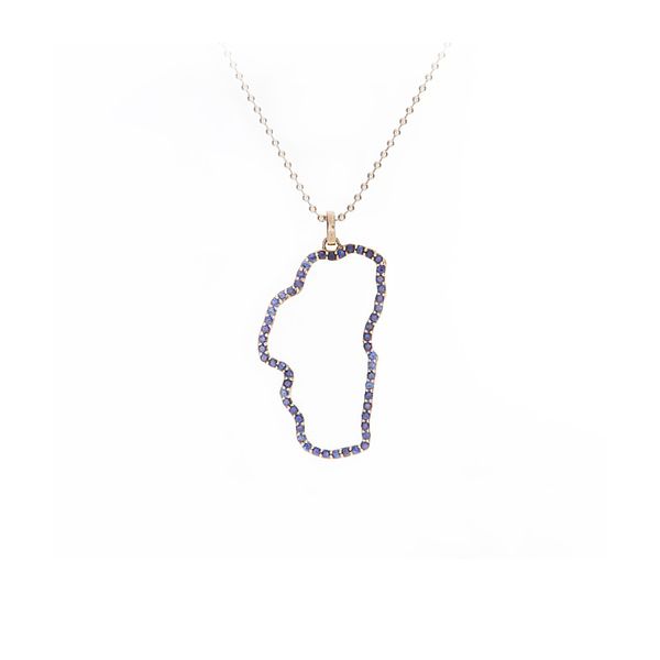 14 Karat Rose Gold And Blue Sapphire Lake Tahoe Pendant Double Diamond Jewelry Olympic Valley, CA