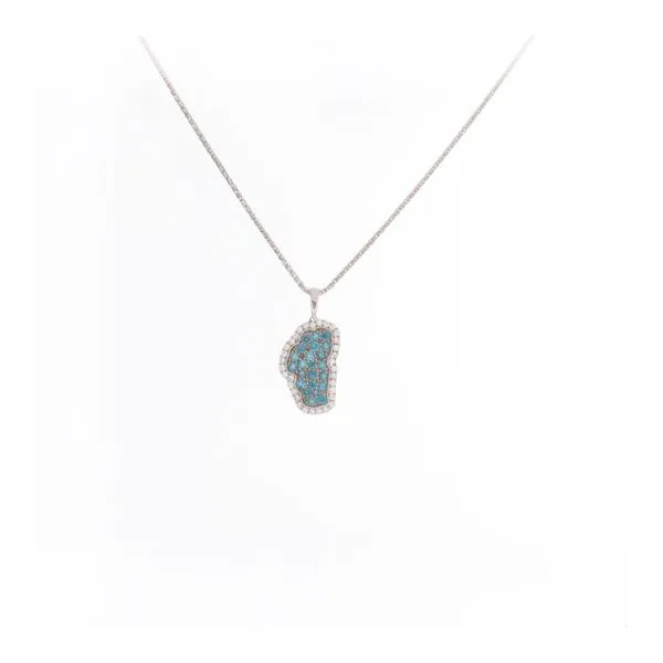 14 Karat White Gold Lake Tahoe Diamond and Blue Diamond  Pave pendant Double Diamond Jewelry Olympic Valley, CA