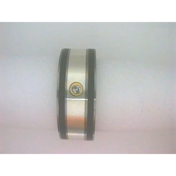 T915D Silver with Black Enamel Titanium Ring