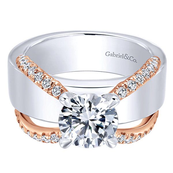 Orleans - 18K White-Rose Gold Round Diamond Engagement Ring Mounting Enhancery Jewelers San Diego, CA