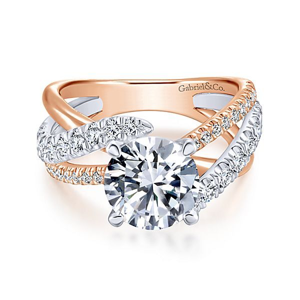 Zaira - 14K White-Rose Gold Round Free Form Diamond Engagement Ring Mounting Enhancery Jewelers San Diego, CA