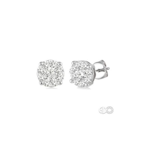 14 Karat Cluster Lovebright Diamond Earrings Enhancery Jewelers San Diego, CA