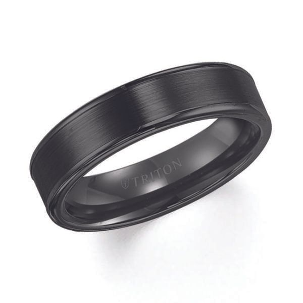 Black Tungsten Carbide Satin Wedding Band Enhancery Jewelers San Diego, CA