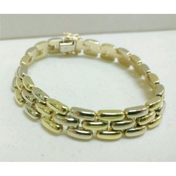 ESTATE 14KT LIGHTLY TWO TONED UNIQUE ITALIAN GOLD LINK BRACELET LENGTH: 7.25 IN,, Weight: 16.4 GM Stampada Enhancery Jewelers San Diego, CA