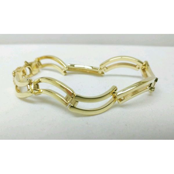 ESTATE 14kt YELLOW GOLD HINGED DOUBLE BAR LINK BRACELET 7 inches Enhancery Jewelers San Diego, CA