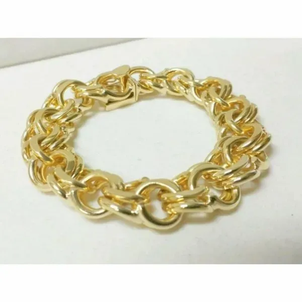 ESTATE 14KT SOLID YELLOW GOLD 7.5 in 14.5 mm BRACELET 76+ gm DOUBLE LINK Enhancery Jewelers San Diego, CA