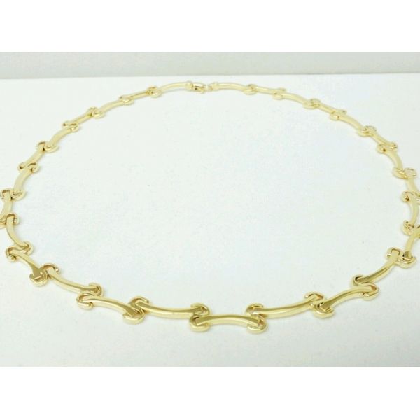 ESTATE 14kt YELLOW GOLD ITALIAN HINGED BAR LINK CHAIN NECKLACE 16.5 inches SO unique!  Enhancery Jewelers San Diego, CA
